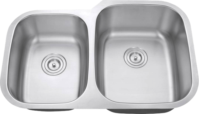 The Bonita Reverse offset double bowl (40/60) stainless steel sink, model SNKFAB6040L
