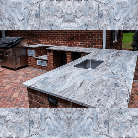 Brown Fantasy granite outdoor kitchen