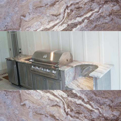Brown Fantasy granite outdoor kitchen