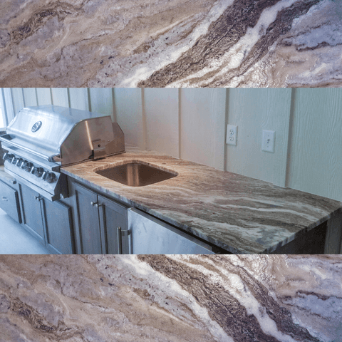 Brown Fantasy granite outdoor kitchen