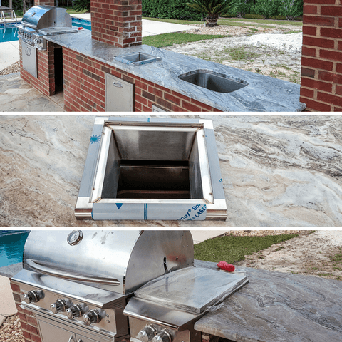 Brown Fantasy granite outdoor kitchen