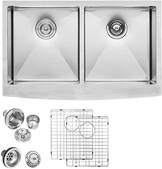 The Demeter double equal-bowl farmhouse stainless steel sink, model SNKCRF5050
