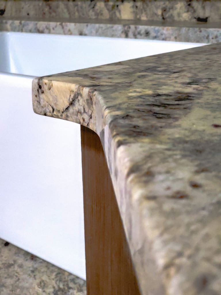 Eased & Polished countertop edge profile, hand-polished by Set In Stone