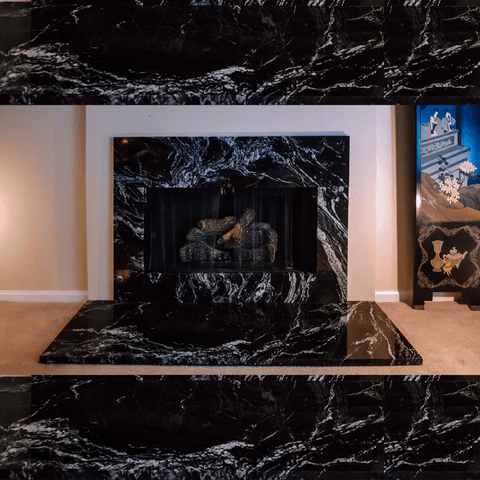 Black Cloud granite fireplace surround