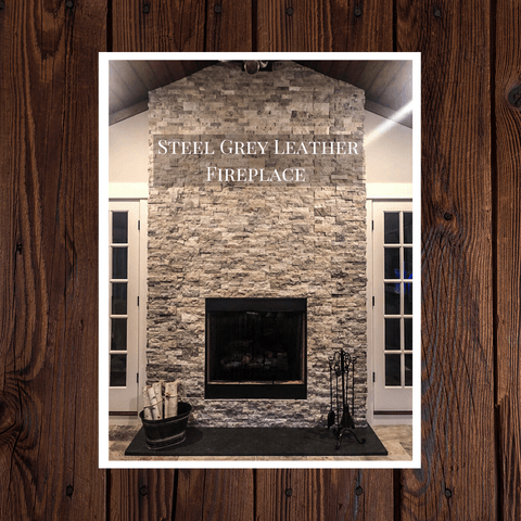 Steel Grey Leathered granite fireplace surround