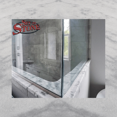 Super White quartzite bathroom vanity