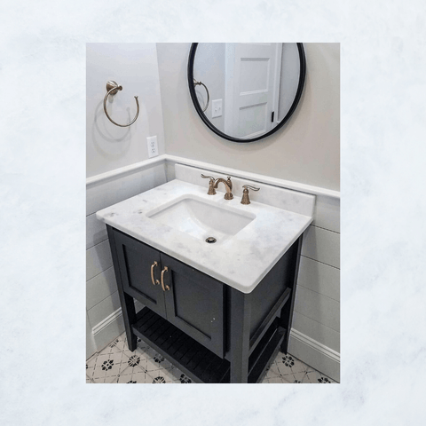 Mont Blanc quartzite bathroom vanity