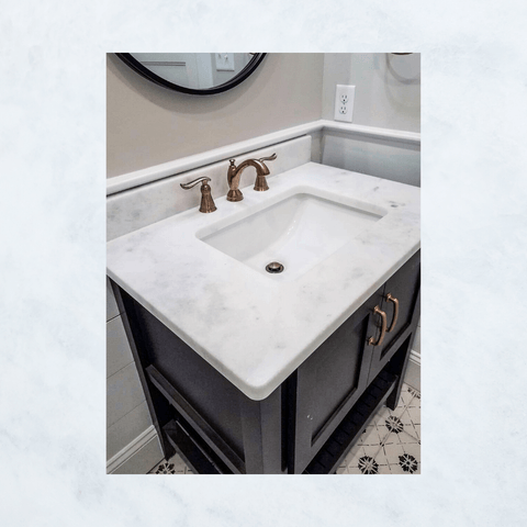 Mont Blanc quartzite bathroom vanity