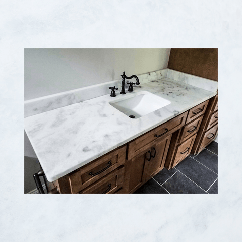 Mont Blanc quartzite bathroom vanity