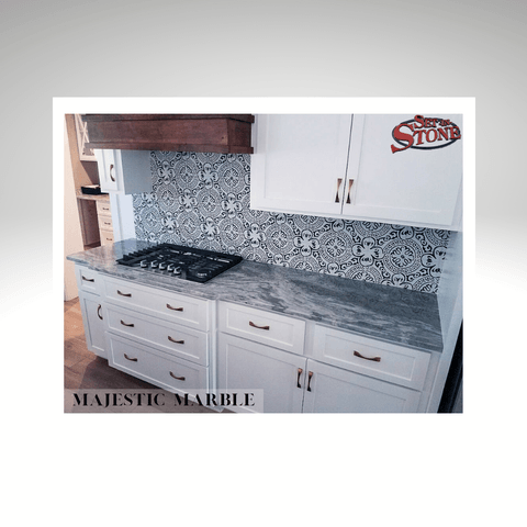 Majestic Marble kitchen with cooktop cutout