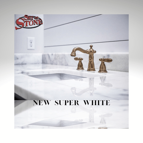 Super White quartzite bathroom vanity