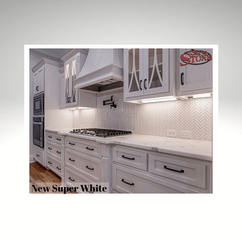 Super White quartzite kitchen