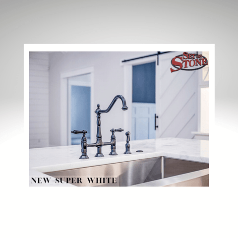 Super White quartzite kitchen