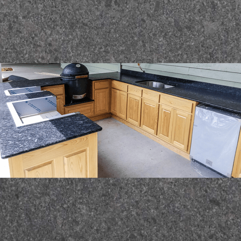Steel Grey Leathered granite outdoor kitchen